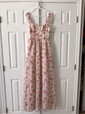 Lulus Evelise Cream Floral Sleeveless Maxi Dress White - Size M